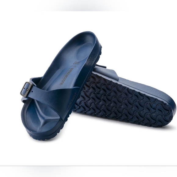 Birkenstock Madrid EVA Shoes Navy Blue 38 Womens 7 Men 5 Slip On Sandals Slides - Picture 1 of 11